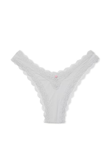 Женские трусики бразилиана Victoria's Secret с кружевом 1159839413 (Серый XXL)