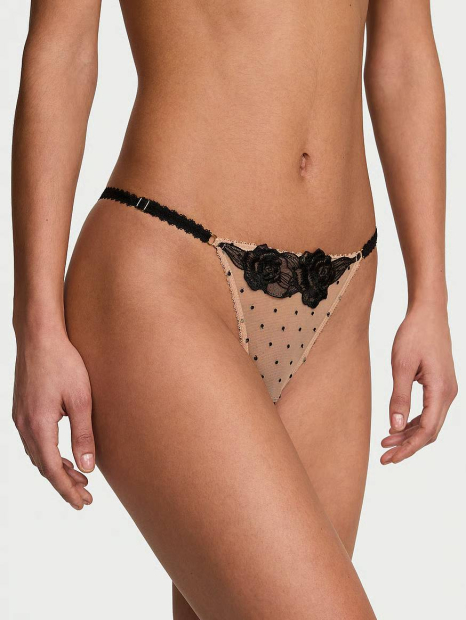Мереживні трусики стрінги Victoria's Secret 1159838673 (Бежевий L)