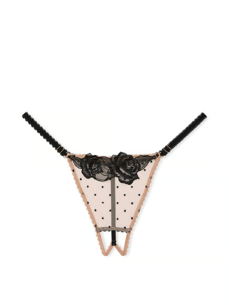 Мереживні трусики стрінги Victoria's Secret 1159838673 (Бежевий L)