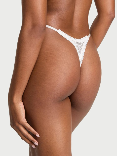 Кружевные трусики тонг Victoria's Secret 1159839084 (Молочный S)