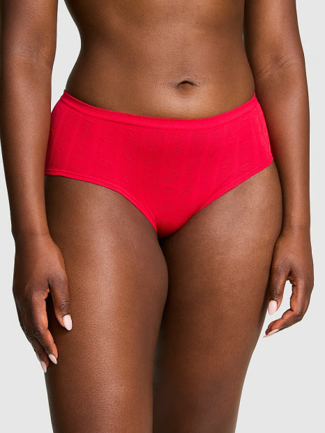 Женские трусики хипхаггеры Victoria's Secret PINK с узором 1159839243 (Красный XS)