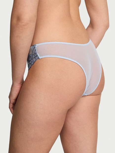 Сетчатые трусики бразильяны Victorias Secret с вышивкой 1159839415 (Голубой M)