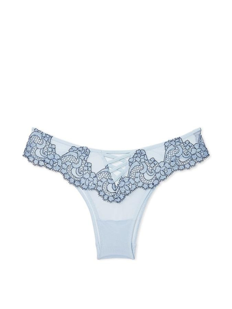 Сетчатые трусики бразильяны Victorias Secret с вышивкой 1159839415 (Голубой M)