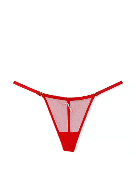Сетчатые трусики стринги Victoria's Secret с вышивкой 1159839679 (Красный L)