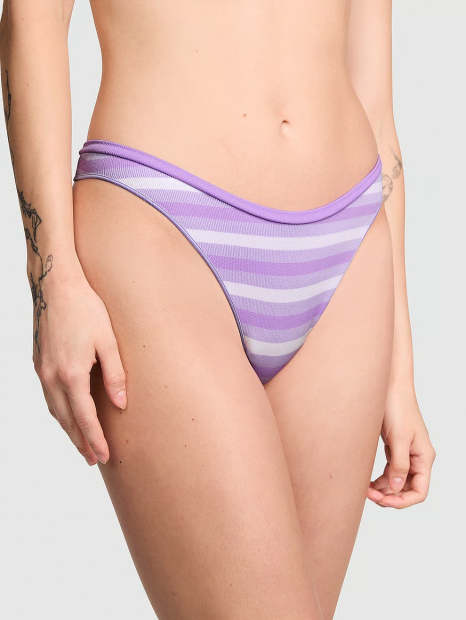 Жіночі трусики тонг Victoria's Secret PINK в рубчик 1159840250 (бузковий S)