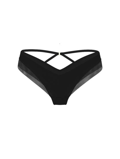 Жіночі гладкі трусики чики Victoria's Secret з сіточкою 1159840833 (Чорний XXL)