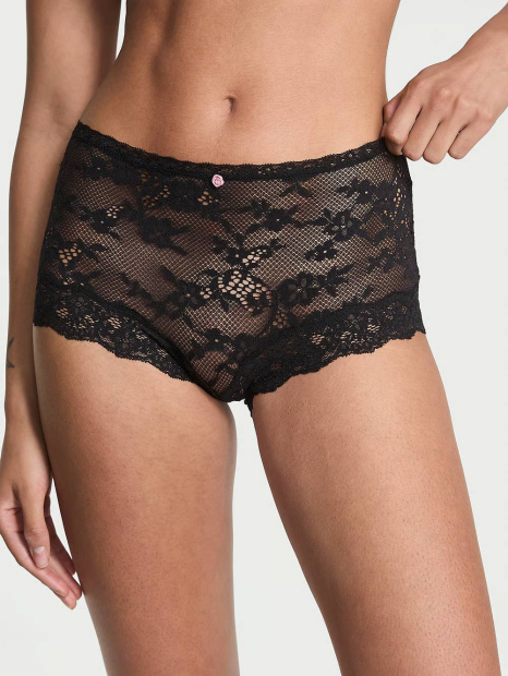 Кружевные трусики шортики Victoria's Secret 1159840835 (Черный XXL)
