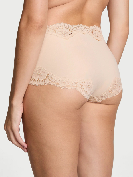 Женские трусики шортики Victoria's Secret с кружевом 1159845390 (Бежевый XL)