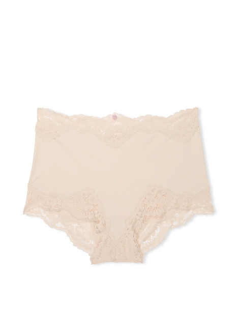 Женские трусики шортики Victoria's Secret с кружевом 1159845390 (Бежевый XL)