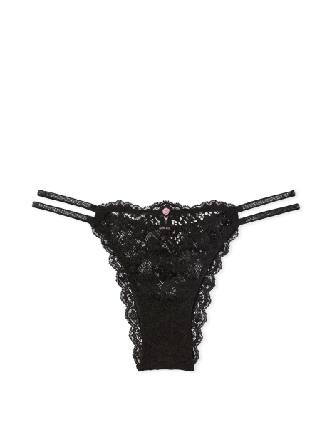 Кружевные трусики со стразами Victoria's Secret бразильяны 1159841907 (Черный M)