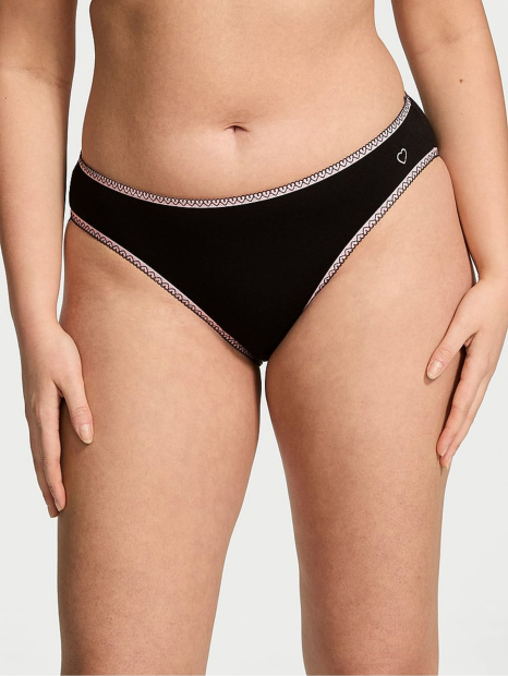 Женские трусики бикини Victoria's Secret с отделкой в ​​виде сердец 1159842172 (Черный XL)