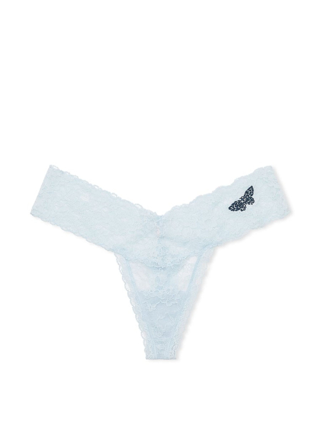 Кружевные трусики тонг Victoria's Secret 1159842470 (Голубой XL)