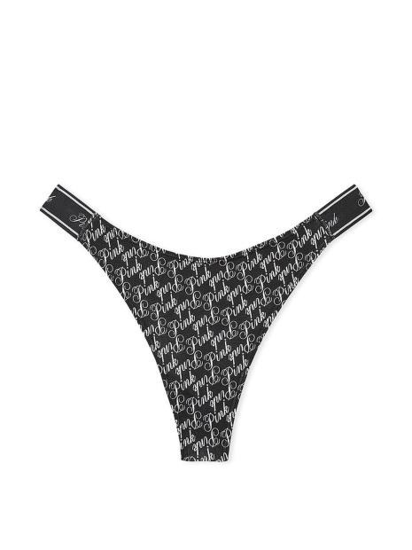 Стильные трусики тонг Victoria's Secret Pink с принтом 1159843092 (Черный S)