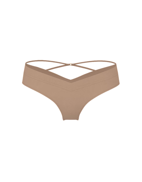 Женские гладкие трусики тонг Victoria's Secret с сеточкой 1159843657 (Бежевый S)