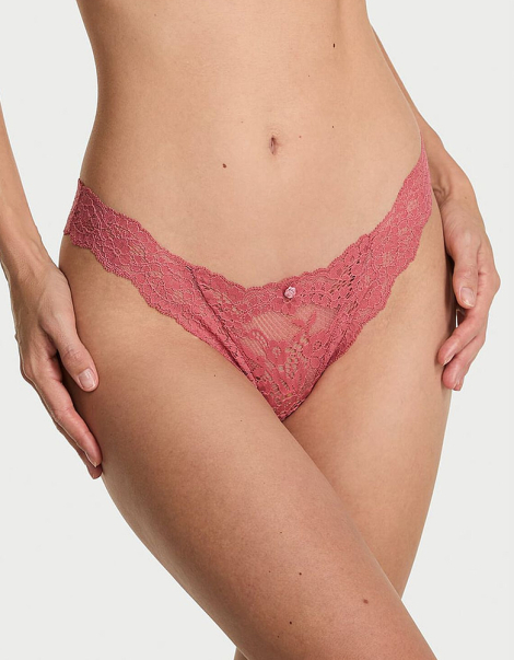 Кружевные трусики бразильяны Victoria's Secret 1159845153 (Розовый XL)