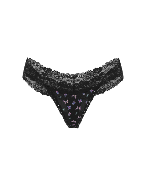 Жіночі трусики тонг Victoria's Secret Pink з принтом 1159843971 (Чорний L)