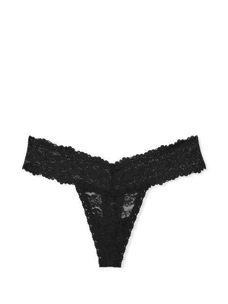 Женские кружевные трусики Victoria's Secret Pink тонг 1159844025 (Черный M)