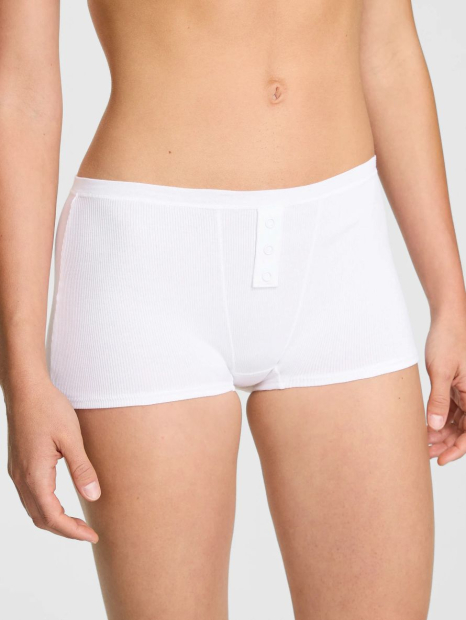 Жіночі трусики шортики Victoria's Secret Pink в рубчик 1159845053 (Білий XXL)
