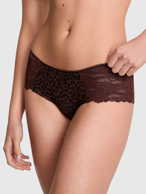Женские трусики хипхаггеры Victoria's Secret Pink с кружевом 1159845868 (Коричневый L)