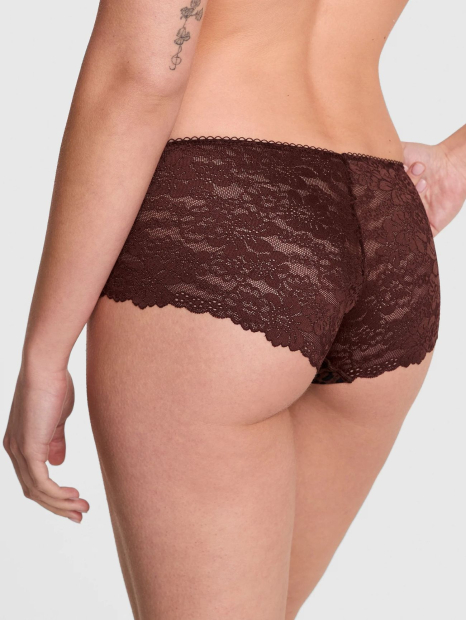 Женские трусики хипхаггеры Victoria's Secret Pink с кружевом 1159845868 (Коричневый L)
