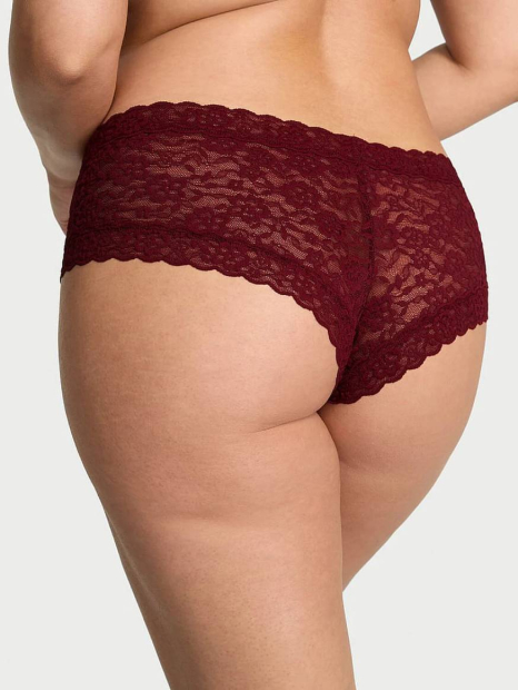 Мереживні трусики чіки Victoria's Secret 1159846421 (Бордовий XXL)