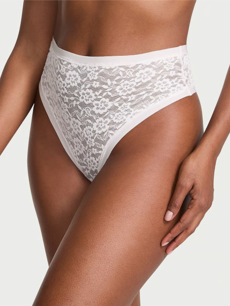 Стильні безшовні трусики тонг Victoria's Secret з високою посадкою 1159846654 (Молочний S)