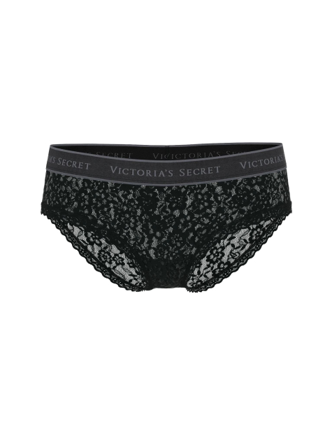 Женские кружевные трусики хипхаггеры Victoria's Secret с логотипом 1159847997 (Черный XL)