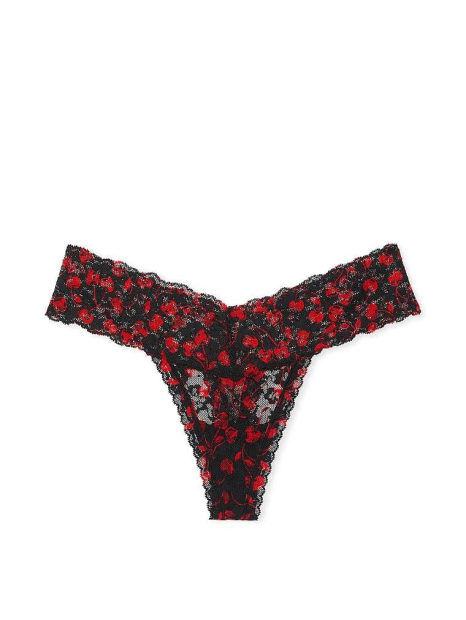 Кружевные трусики тонг Victoria's Secret 1159847319 (Черный XL)