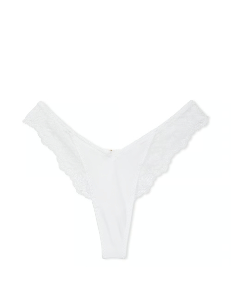 Шикарні трусики тонг Victoria's Secret з мереживом 1159847526 (Білий XS)