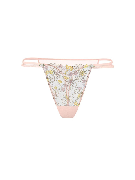 Роскошные сетчатые трусики тонг Victoria's Secret с вышивкой 1159847537 (Розовый XS)