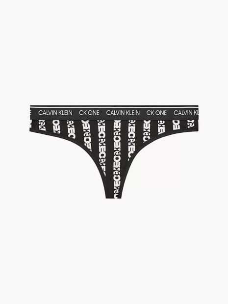 Жіночі трусики тонг Calvin Klein з принтом 1159847695 (Чорний XS)