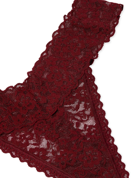 Кружевные трусики тонг Victoria's Secret 1159848454 (Бордовый M)