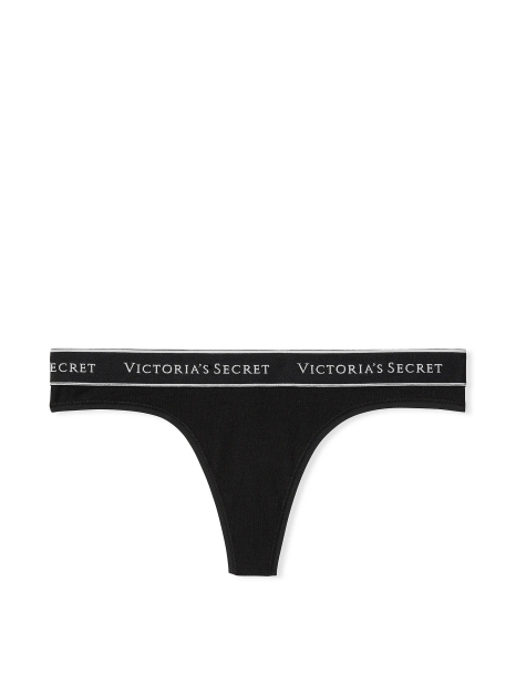 Женские трусики тонг Victoria's Secret с логотипом 1159848965 (Черный M)