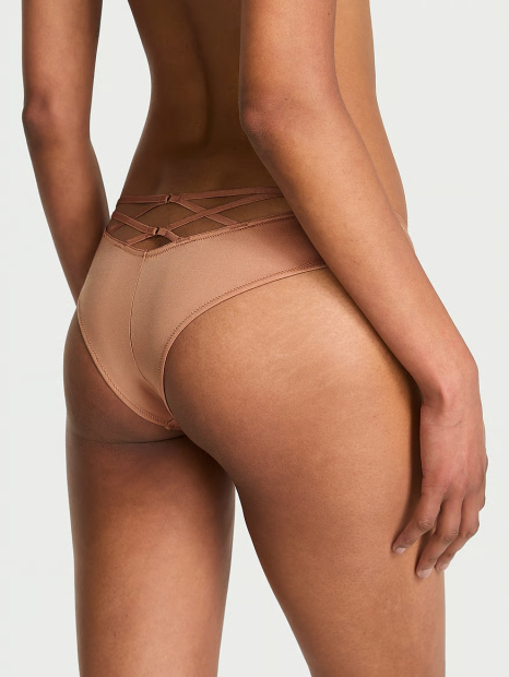 Гладкі трусики танга Victoria's Secret з ремінцями 1159849193 (Бежевий XS)
