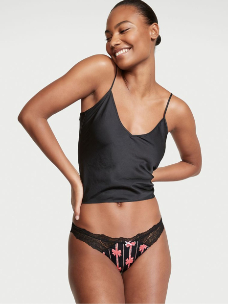 Женские трусики чикини Victoria's Secret с кружевом 1159849266 (Черный M)