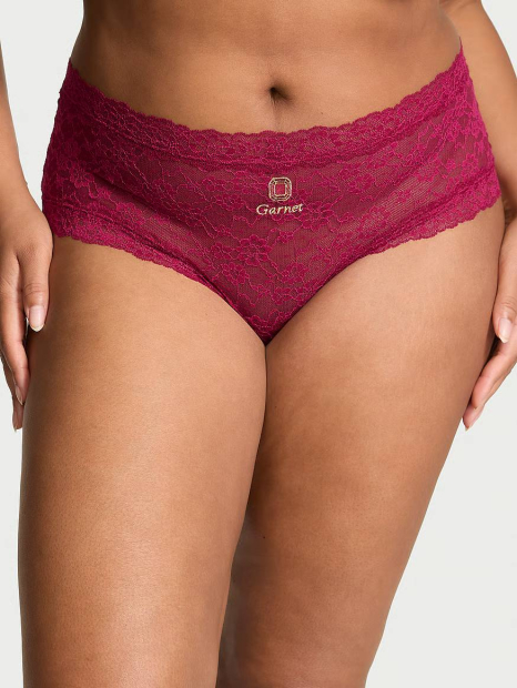 Кружевные трусики чики Victoria's Secret с вышивкой 1159849916 (Бордовый S)