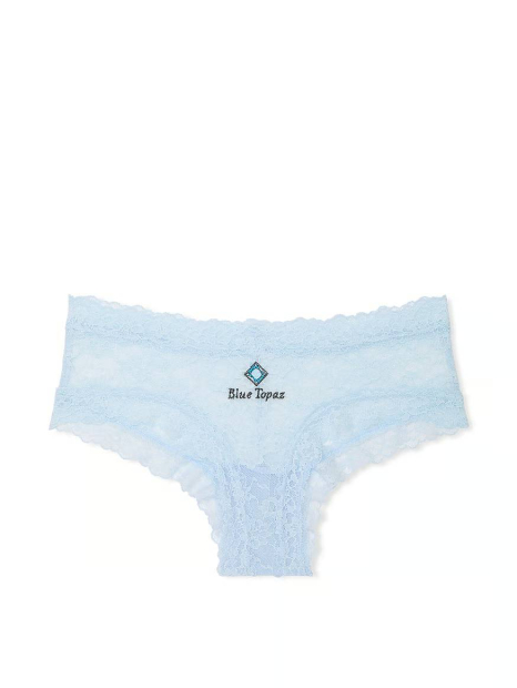 Кружевные трусики чики Victoria's Secret с вышивкой 1159849917 (Голубой S)