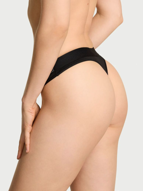 Трусики тонг Victoria's Secret со стразами 1159850605 (Черный XS)