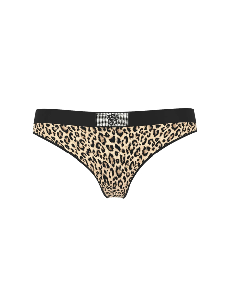 Трусики тонг Victoria's Secret с логотипом из страз 1159850800 (Леопардовый M)