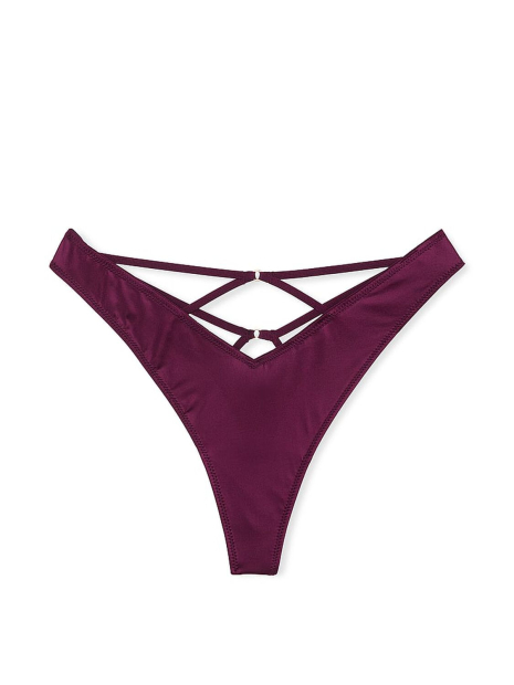 Гладкие трусики тонг Victoria's Secret с ремешками 1159852174 (Бордовый S)