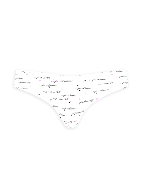 Женские бесшовные трусики тонг Victoria's Secret с принтом 1159853348 (Белый XS)