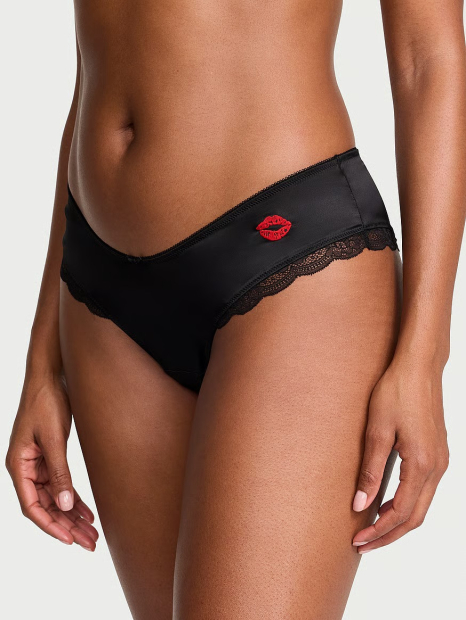 Трусики чики Victoria's Secret з вишивкою 1159853669 (Чорний XS)