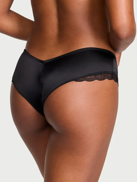 Трусики чики Victoria's Secret з вишивкою 1159853669 (Чорний XS)