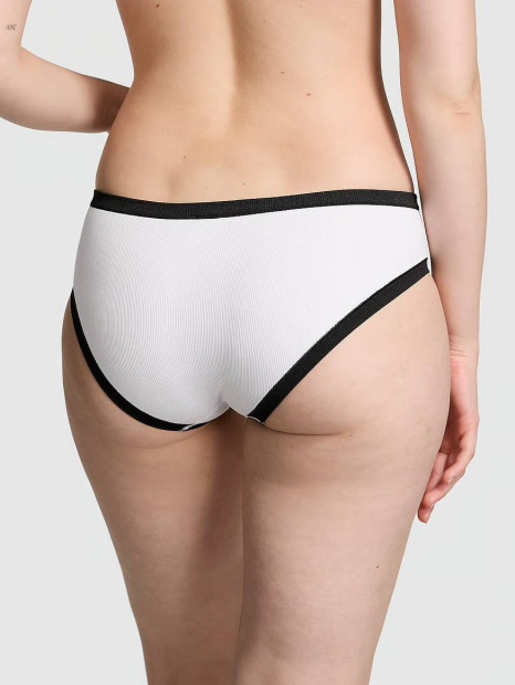 Женские трусики хипхаггеры Victoria's Secret PINK в рубчик 1159853955 (Белый XL)