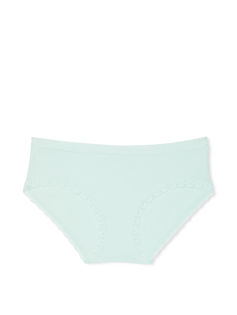 Женские трусики хипхаггеры Victoria's Secret PINK в рубчик с кружевом 1159853956 (Зеленый XXL)