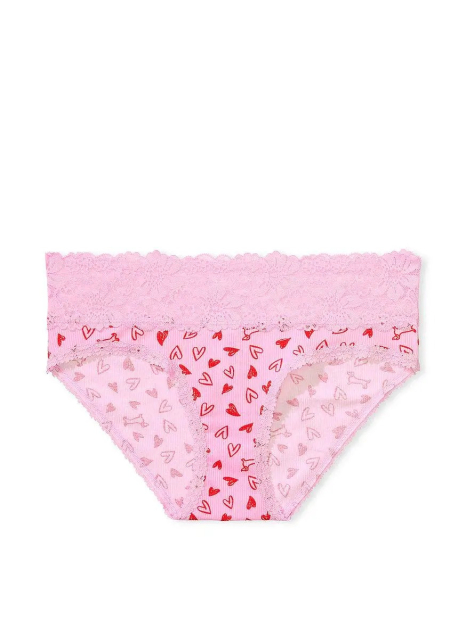 Хлопковые трусики хипхаггеры Victoria's Secret Pink с принтом 1159854384 (Розовый S)