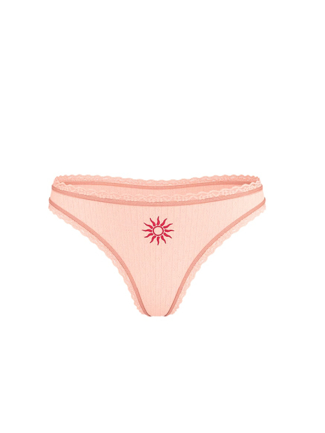 Трусики тонг Victoria's Secret с вышивкой 1159854460 (Розовый S)