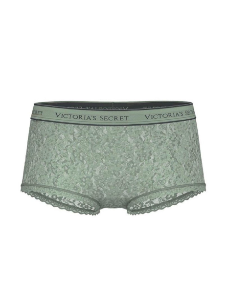 Мереживні трусики шортики Victoria's Secret з логотипом 1159855136 (Зелений S)
