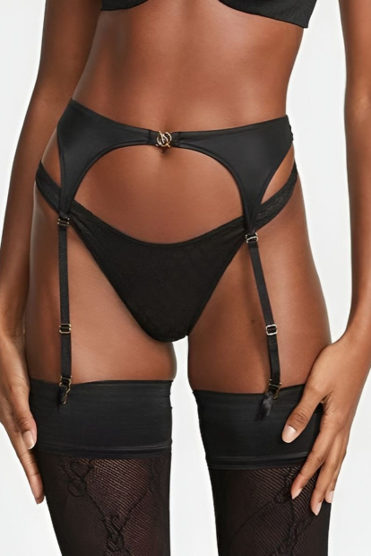 Трусики тонг Victoria's Secret с поясом для чулок 1159855863 (Черный S)