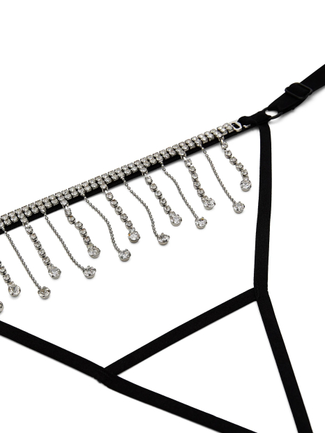 Відкриті трусики стрінги Victoria's Secret з підвісками 1159855273 (Чорний XS)